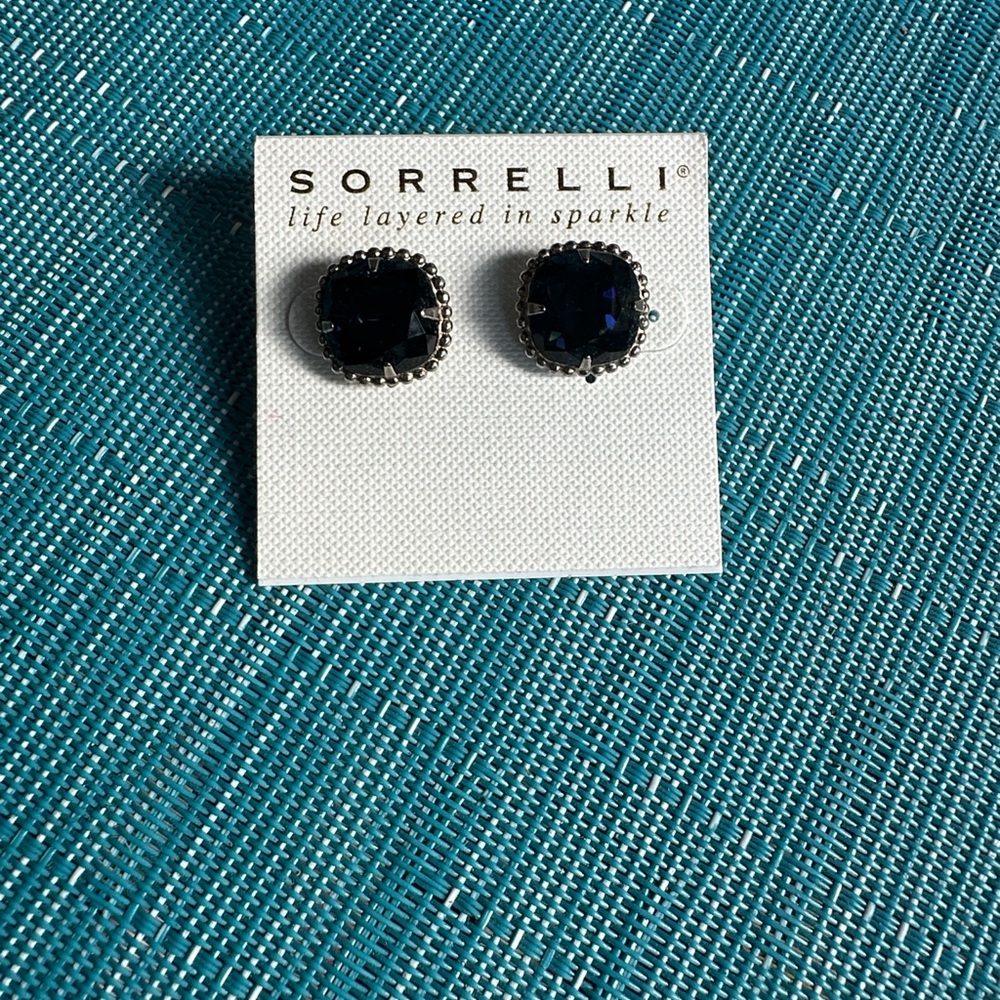 Sorrelli Deep Blue and Silver Stud Earrings